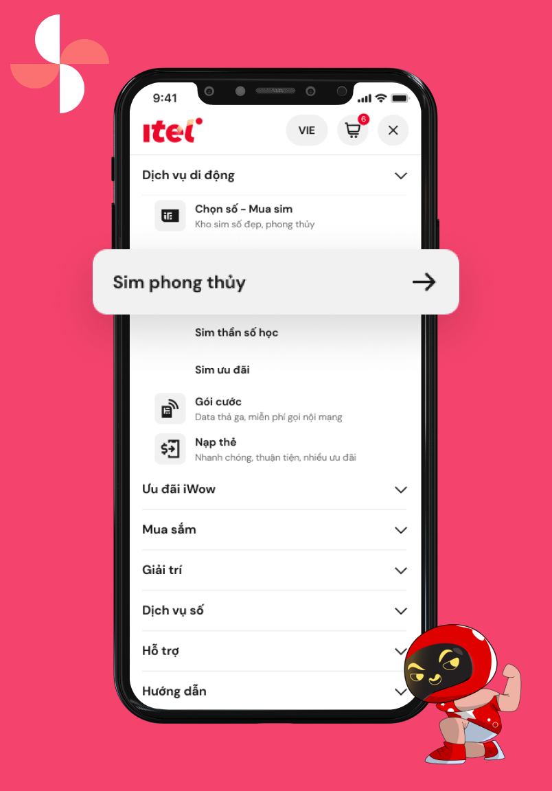 Bước 1. Truy cập chức năng Sim phong thủy iTel