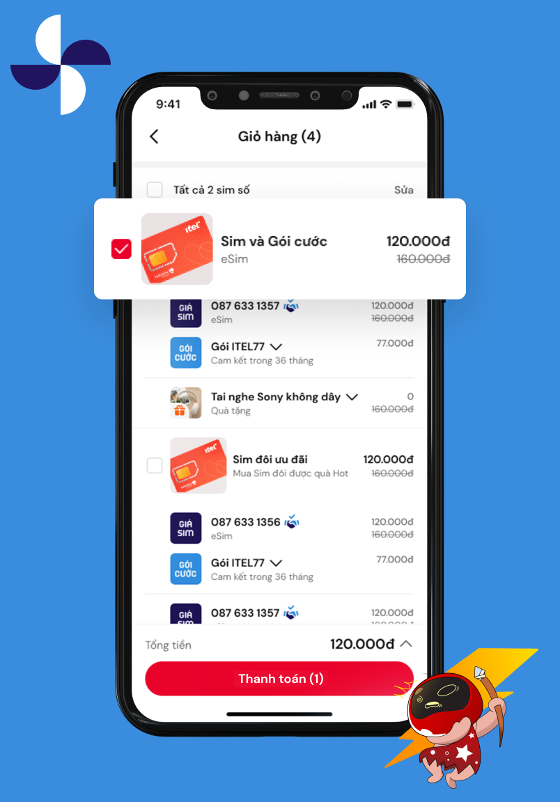 Bước 4. Thanh toán, nhận Sim và trải nghiệm