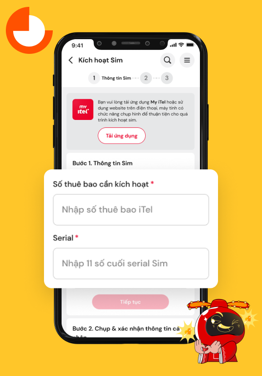 Bước 2. Nhập số thuê bao và số Serial Sim đi kèm