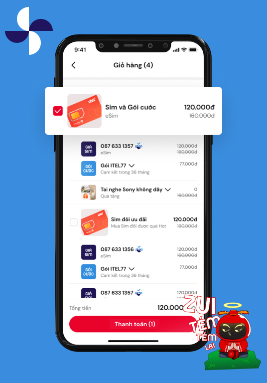 Bước 4. Thanh toán, nhận Sim và trải nghiệm