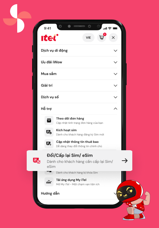 Bước 1. Truy cập chức năng Đổi/ Cấp lại Sim/ eSim