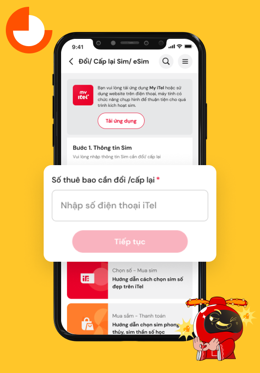Bước 2. Nhập số thuê bao & lựa chọn loại Sim