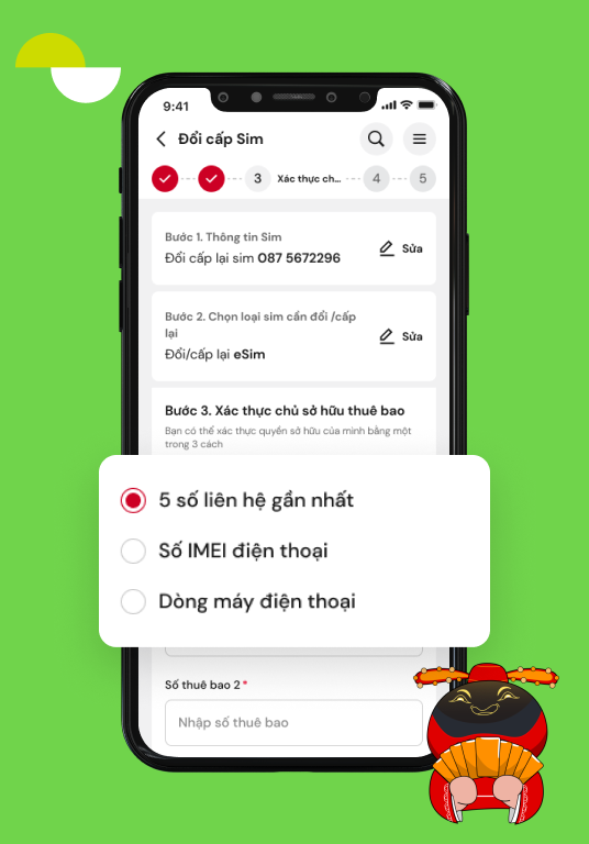 Bước 3. Xác thực chủ sở hữu thuê bao
